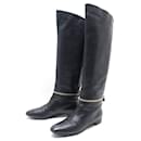 CHAUSSURES SERGIO ROSSI CAVALIERES 39.5 IT 40.5 FR BOTTES CUIR NOIR BOOTS - Sergio Rossi