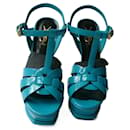 YVES SAINT LAURENT TRIBUTE sandals new turquoise patent leather T.36,5 Item - Yves Saint Laurent