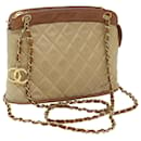 CHANEL Matelasse Chain Shoulder Bag Lamb Skin Beige CC Auth 59907A - Chanel