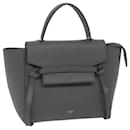 CELINE Micro Belt Hand Bag Leather Gray Auth hk968 - Céline