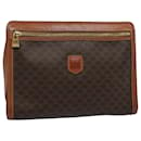 CELINE Macadam Canvas Clutch Bag PVC Leather Brown Auth yk9555 - Céline
