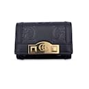Wonka de couro preto com monograma 6 Bolsa porta-chaves - Gucci
