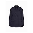 Ripeti il nuovo blazer in cotone lana con petto foderato blu scuro S XS 36 premio su misura - Autre Marque