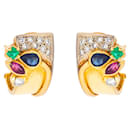 Earrings in Gold and Gems - Autre Marque