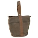 HERMES Sakso Hand Bag Canvas Brown Auth bs10553 - Hermès
