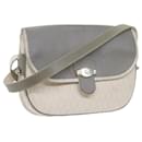 Christian Dior Honeycomb Canvas Shoulder Bag PVC Leather White Auth bs10410