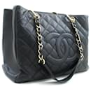 CHANEL Caviar GST 13" Grand Shopping Tote Chain Shoulder Bag Black - Chanel