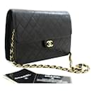 CHANEL Chain Shoulder Bag Clutch Black Quilted Flap Lambskin Purse - Chanel