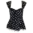 Prabal Gurung Black / White Polka Dot Print Cotton Top - Autre Marque