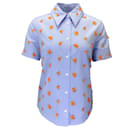 Duncan Blue / Orange Embellished Short Sleeved Button-down Cotton Shirt - Autre Marque
