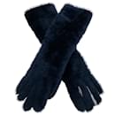 Marni Navy Blue Shearling Gloves - Autre Marque
