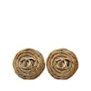 Gold Chanel CC Clip On Earrings