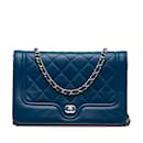 Blue Chanel CC Quilted Lambskin Wallet On Chain Crossbody Bag