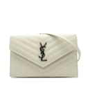 White Saint Laurent Grain De Poudre Cassandre Envelope Wallet on Chain Crossbody Bag