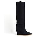Navy Denim Wedge Heel Boots EU39 - Chanel