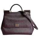 Dolce & Gabbana Sicily Grande bag in burgundy dauphine leather