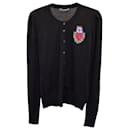 Dolce & Gabbana Sacred Heart Patch Cardigan in Black Wool