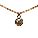 Dior Rhinestone Pendant Necklace Metal Necklace in Good condition