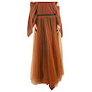Brown silk pleated tulle midi skirt - size UK 8 - Marni