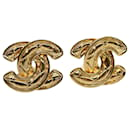 CHANEL COCO Mark Earring Gold Tone CC Auth 60078A - Chanel