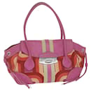 PRADA Hand Bag Canvas Leather Pink Auth yb438 - Prada