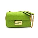 Fendi Logo Embossed Leather Baguette Chain Midi Leather Crossbody Bag 8BR793 in Excellent condition
