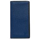 Portafoglio lungo bi-fold Louis Vuitton Blue Taiga Portefeuille Brazza