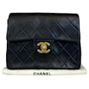 Chanel Flap Bag Mini Square Black Lambskin Gold