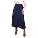 Navy blue A-line wool midi skirt - size UK 12 - Autre Marque