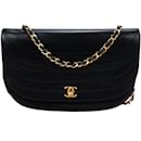 Chanel Quilted Lambskin 24K Gold Single Flap Halfmoon Bag