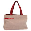 PRADA Sports Hand Bag Canvas Beige Red Auth 60037 - Prada