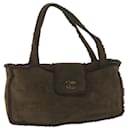 CHANEL Hand Bag Suede Brown CC Auth bs10524 - Chanel
