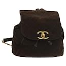 CHANEL Matelasse Turn Lock Chain Backpack Suede Brown CC Auth 61074 - Chanel