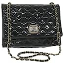 CHANEL Matelasse Chain Shoulder Bag Patent leather Black CC Auth bs10520 - Chanel
