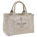 PRADA Canapa PM Hand Bag Canvas White Auth yb441 - Prada
