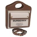 BURBERRY Mini Pocket Bag Hand Bag Canvas Leather Brown 8039361 auth 60007A - Burberry