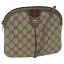 GUCCI GG Canvas Web Sherry Line Shoulder Bag PVC Beige Green Red Auth 61211 - Gucci