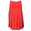 Rojo Duncan / Falda midi de lana plisada con detalle de ojales plateada - Autre Marque