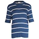 Sandro Paris Striped Knit T-shirt in Blue Wool