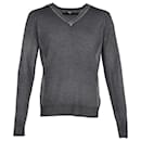 D&G V-Neck Sweater in Grey Cotton - Dolce & Gabbana