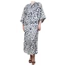 Navy blue and white silk printed robe - size S/M - Eres