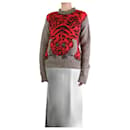 Suéter superior em mistura de lã vermelha e marrom - tamanho M - Joseph