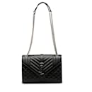 Saint Laurent Noir Medium Triquilt Monogram Envelope Bag