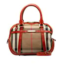Burberry Nova Check Leather Trim Canvas Handbag Canvas Handbag in Good condition