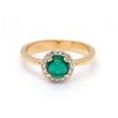 Gold ring, Brilliant and Emerald - Autre Marque