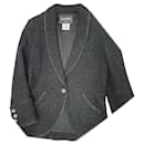 Chanel CC Jewel Gripoix Buttons Grey Tweed Jacket