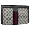 GUCCI GG Supreme Sherry Line Clutch Bag Navy Red 89 01 002 Auth yk9831 - Gucci