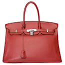 Bolsa HERMES BIRKIN 35 em couro vermelho - 101632 - Hermès