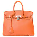 Bolsa HERMES BIRKIN 25 em couro laranja - 101568 - Hermès