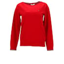 Tommy Hilfiger Damen-Pullover mit U-Boot-Ausschnitt aus roter Baumwolle